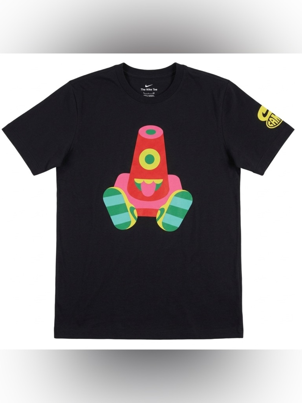 Nike Camp Black Tee with Red, Pink, Green and Yellow Cartoon Graphic